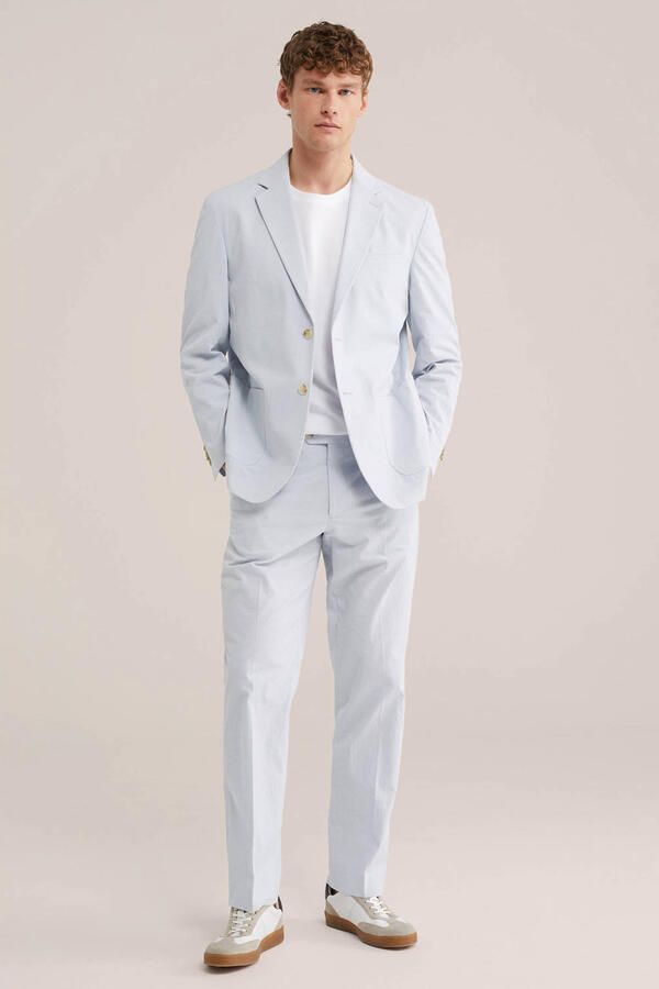 WE Fashion geruit colbert lichtblauw - Foto 3