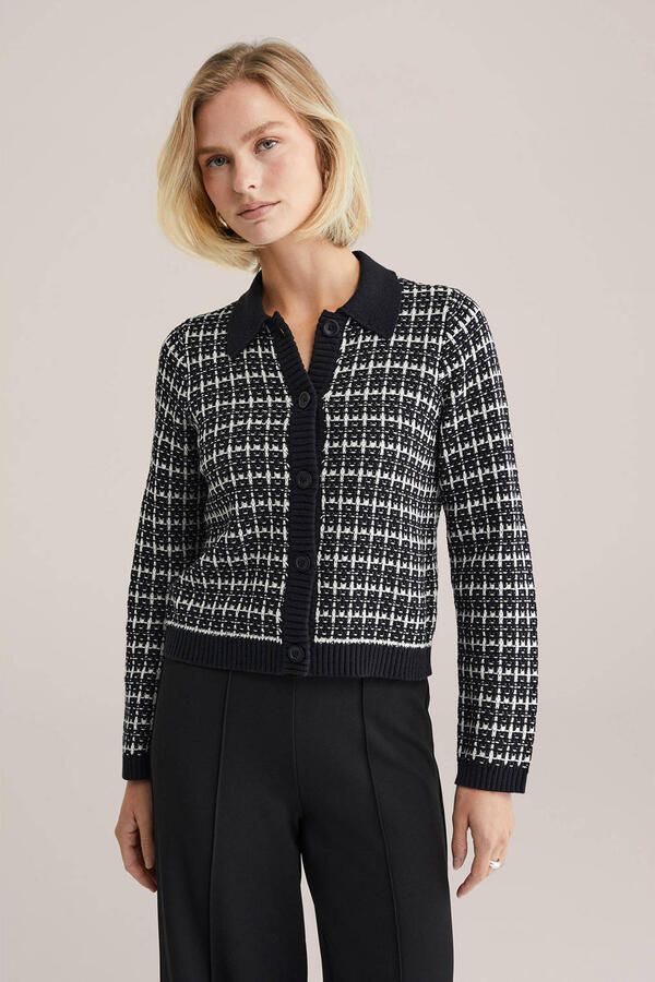 WE Fashion geruit gebreid vest zwart