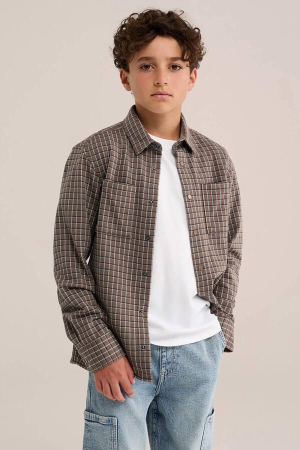 WE Fashion geruit overhemd bruin