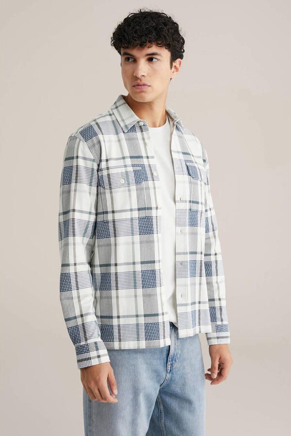 WE Fashion geruit overshirt blauw