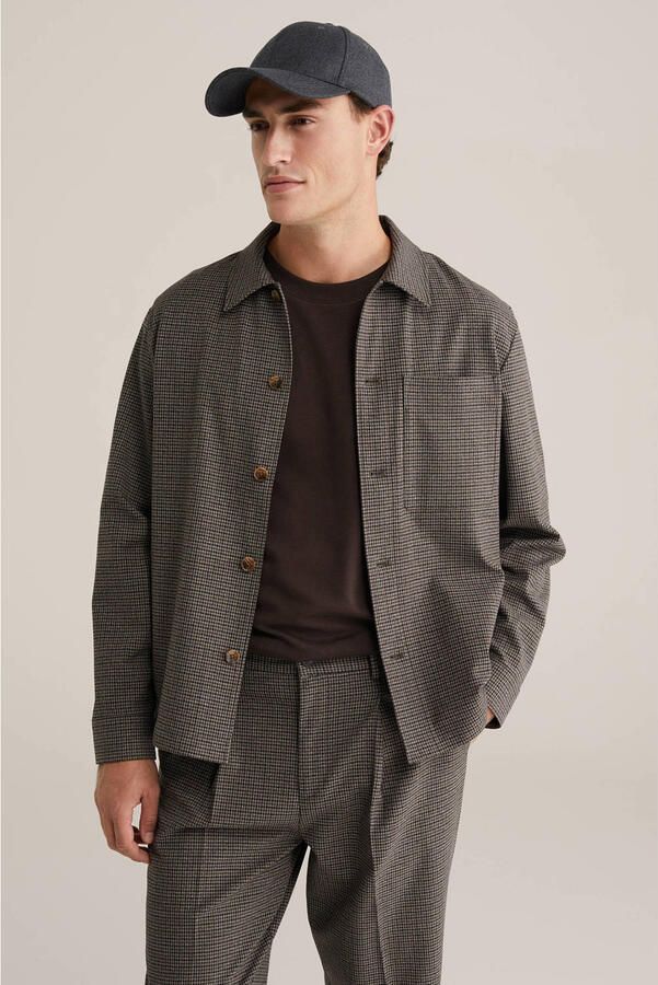 WE Fashion geruit overshirt bruin