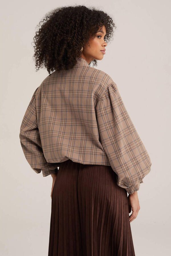 WE Fashion geruite blouse bruin - Foto 2