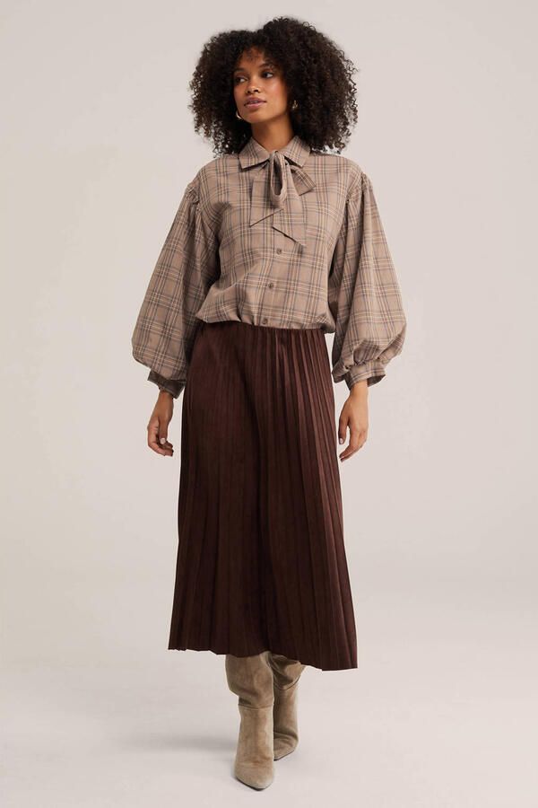 WE Fashion geruite blouse bruin - Foto 3