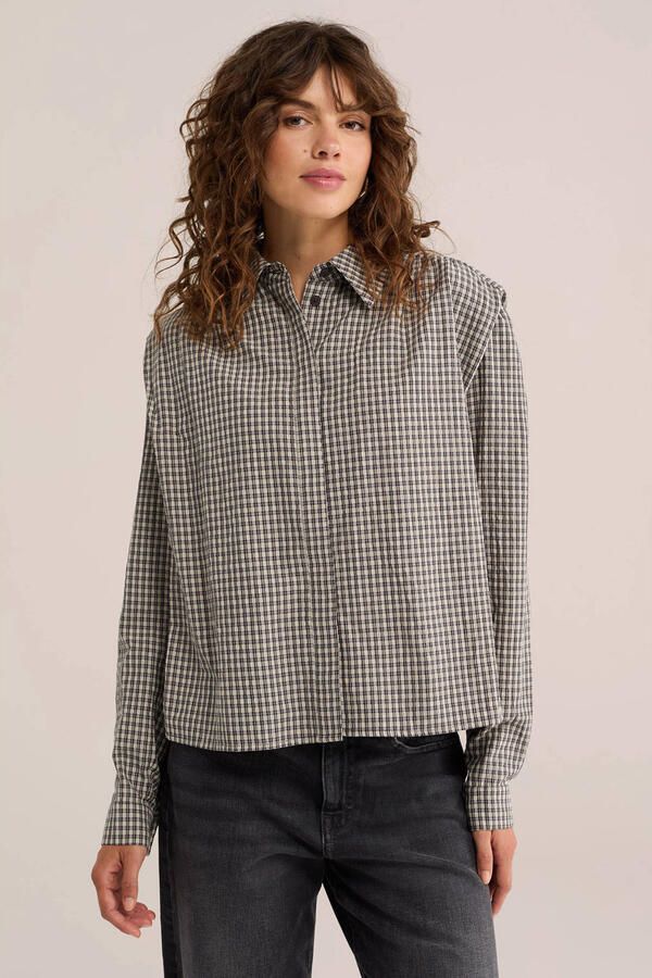 WE Fashion geruite blouse grijs