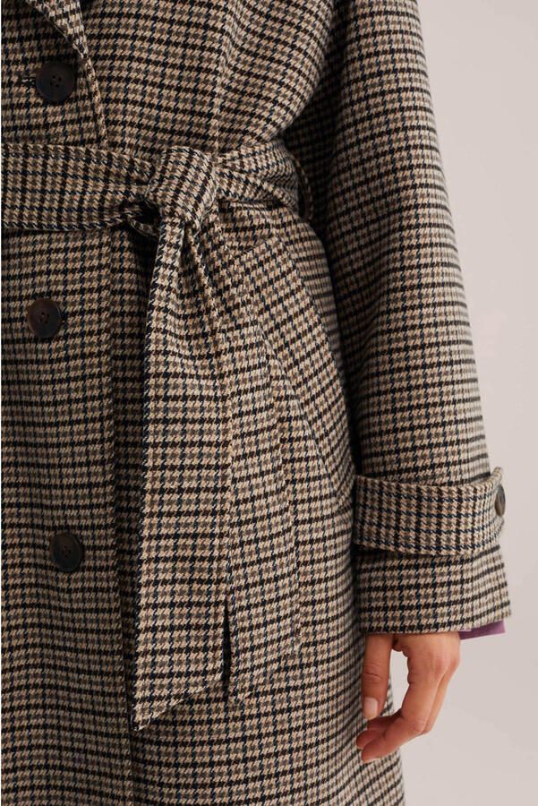 WE Fashion geruite manteljas met ceintuur en wol bruin - Foto 2