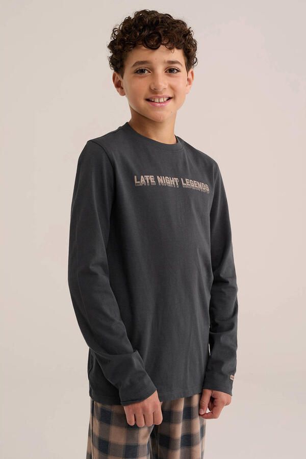WE Fashion geruite pyjama antraciet bruin