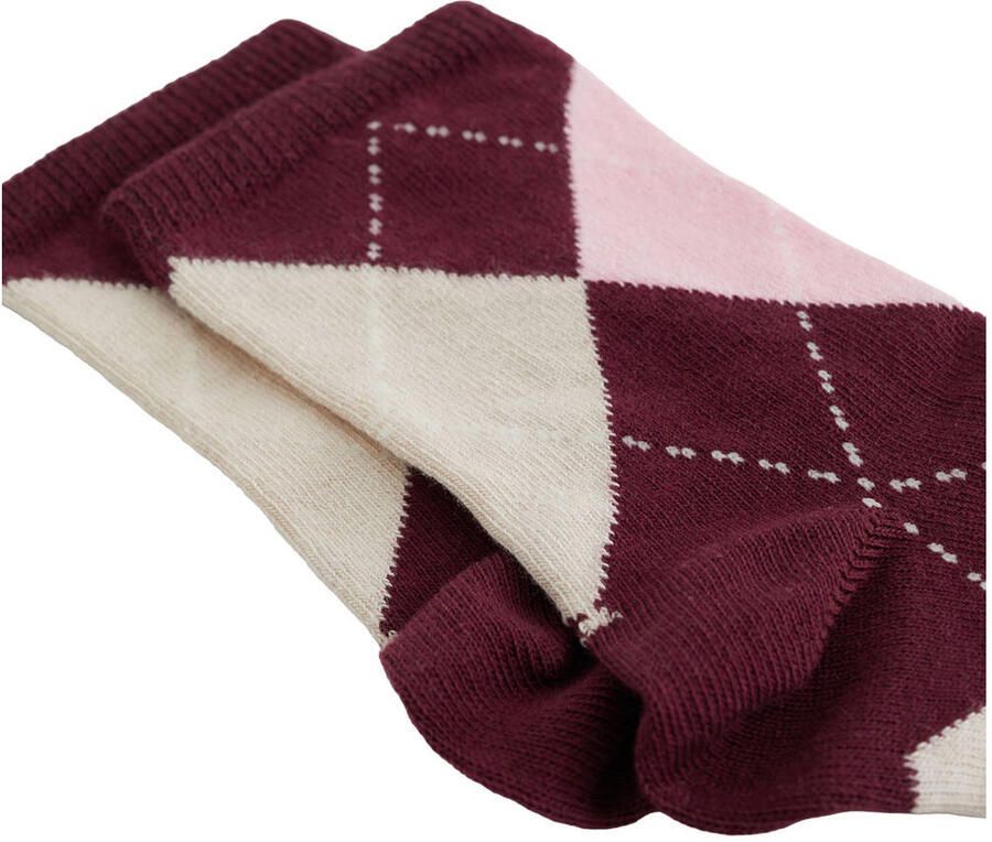 WE Fashion geruite sokken donkerrood roze ecru - Foto 2