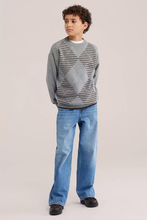 WE Fashion geruite sweater grijs Ruit - Foto 2