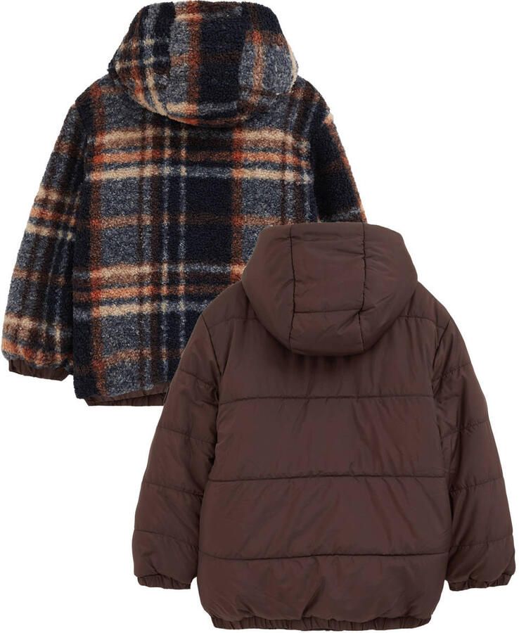WE Fashion geruite teddy winterjas bruin - Foto 2