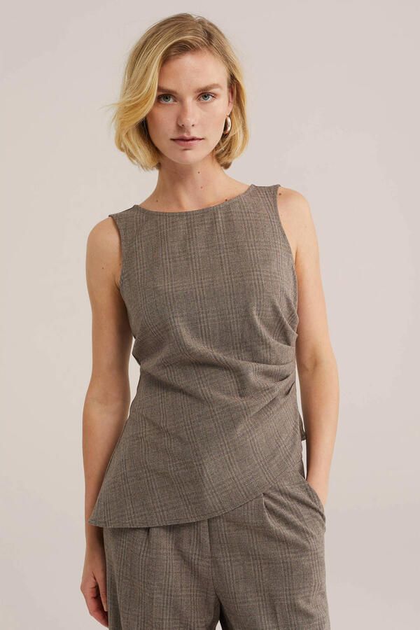 WE Fashion geruite top lichtbruin