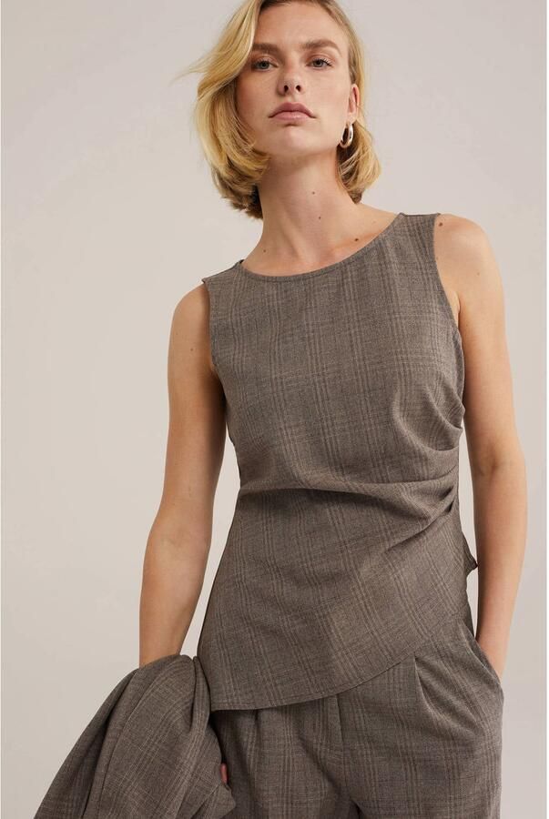 WE Fashion geruite top lichtbruin - Foto 2