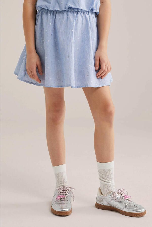 WE Fashion gestreepte A-lijn rok lichtblauw