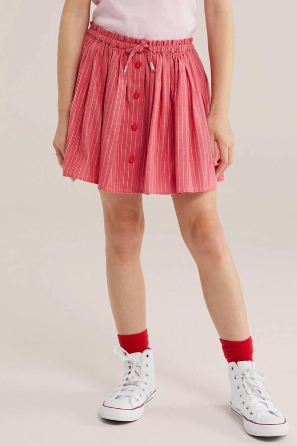 WE Fashion gestreepte A-lijn rok roze
