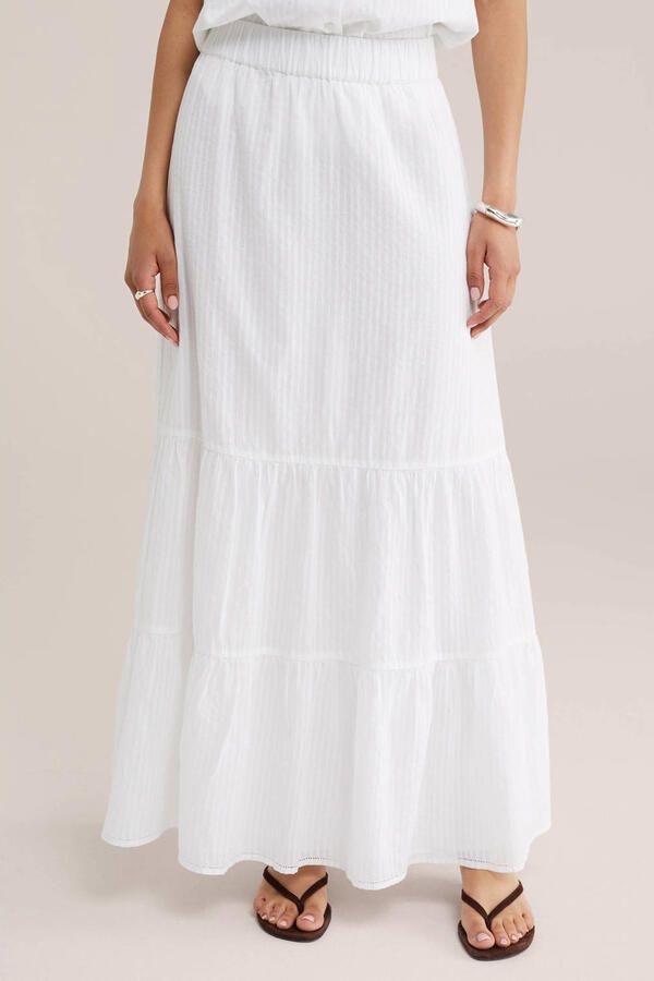 WE Fashion gestreepte A-lijn rok wit
