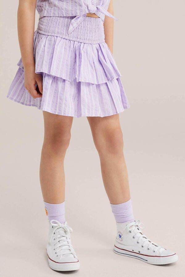 WE Fashion gestreepte A-lijn skort lila