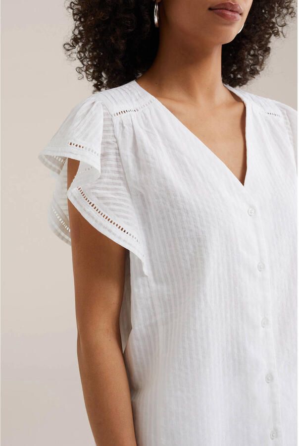 WE Fashion gestreepte blouse broderie wit - Foto 2