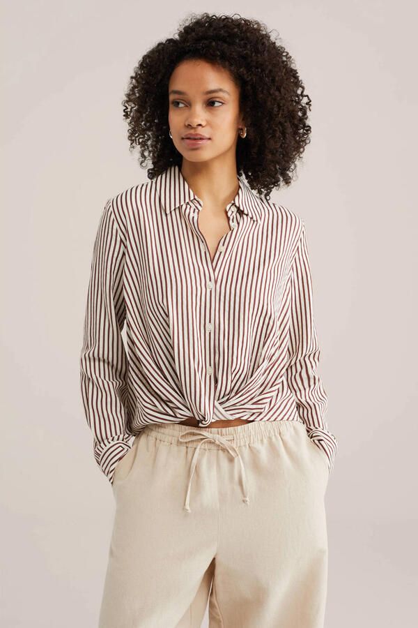 WE Fashion gestreepte blouse bruin