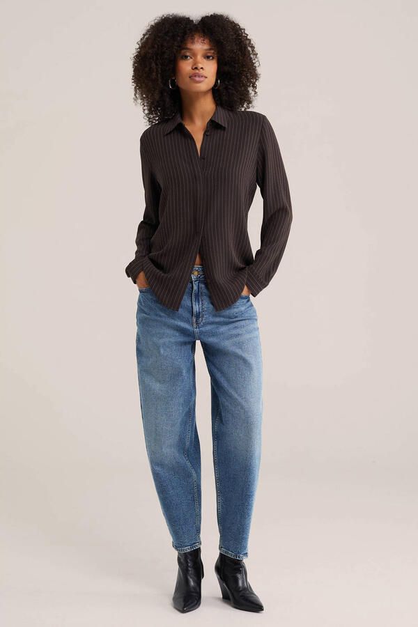 WE Fashion gestreepte blouse donkerbruin - Foto 2