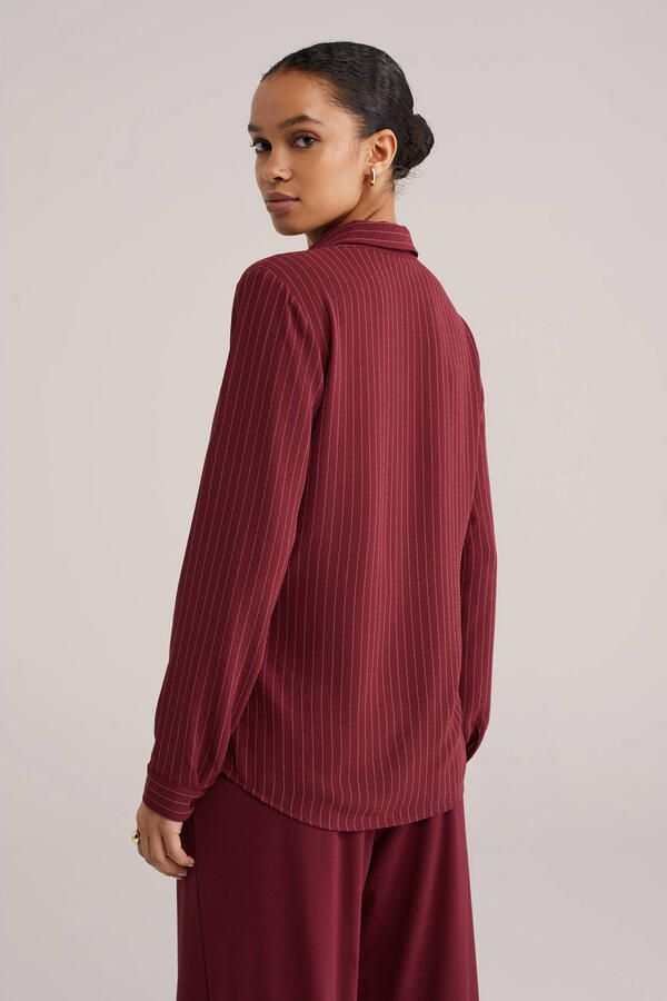 WE Fashion gestreepte blouse donkerrood - Foto 2