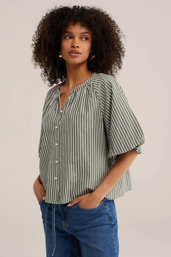 WE Fashion gestreepte blouse groen