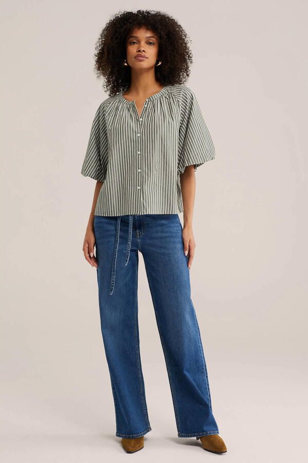 WE Fashion gestreepte blouse groen - Foto 3