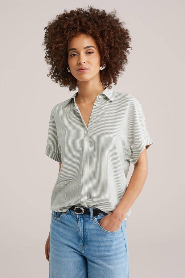 WE Fashion gestreepte blouse lichtgroen
