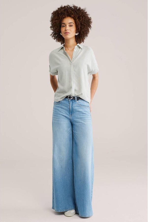 WE Fashion gestreepte blouse lichtgroen - Foto 2