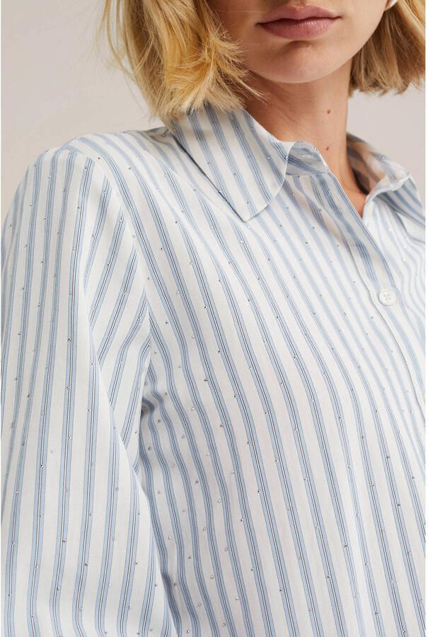 WE Fashion gestreepte blouse met studs lichtblauw - Foto 2