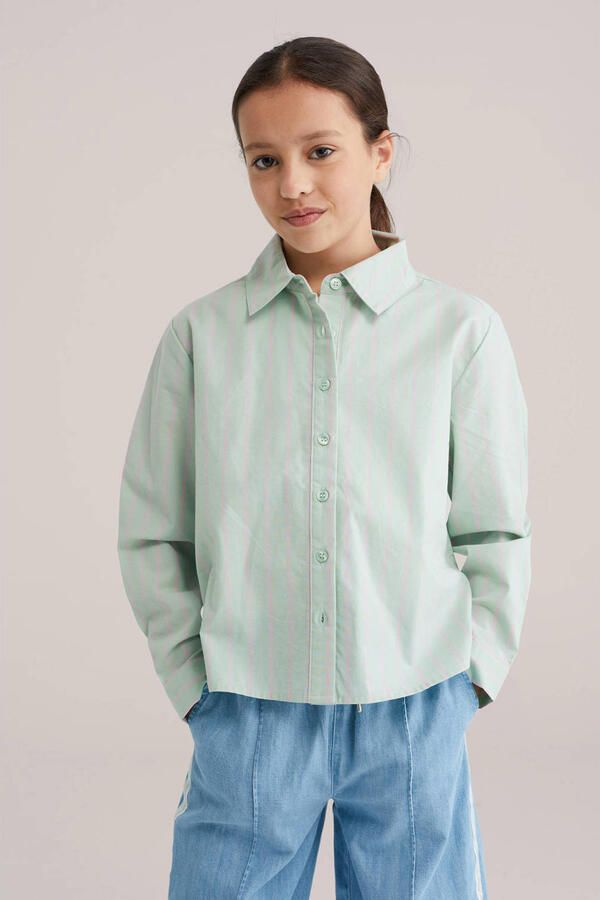 WE Fashion gestreepte blouse mintgroen