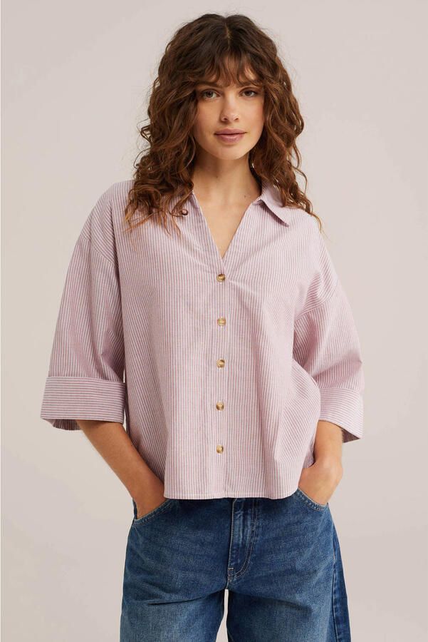 WE Fashion gestreepte blouse oudroze