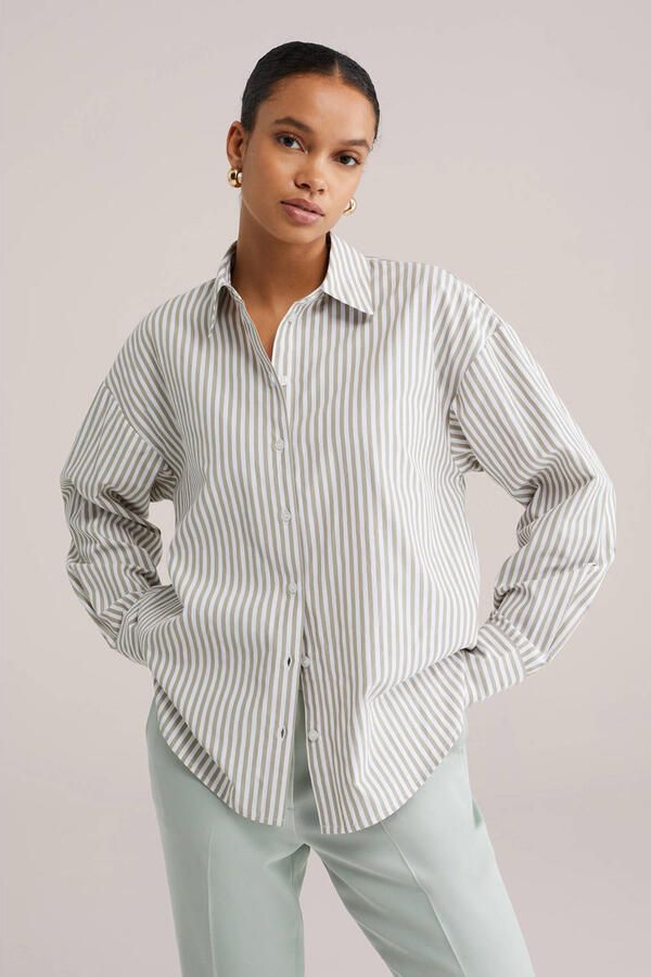 WE Fashion gestreepte blouse taupe