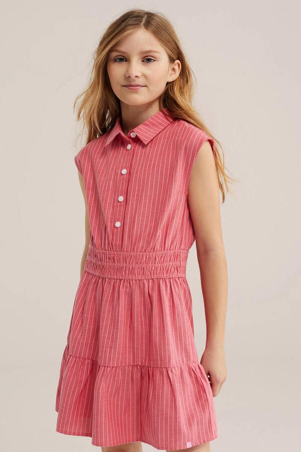WE Fashion gestreepte blousejurk roze