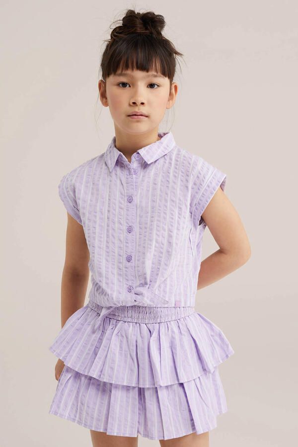 WE Fashion gestreepte blousetop met textuur lila