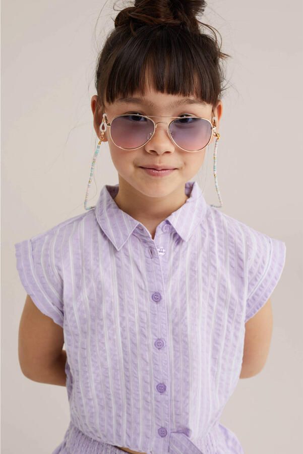WE Fashion gestreepte blousetop met textuur lila - Foto 2