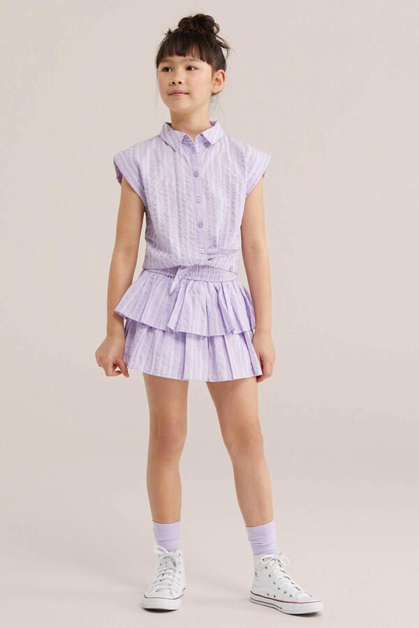 WE Fashion gestreepte blousetop met textuur lila - Foto 3