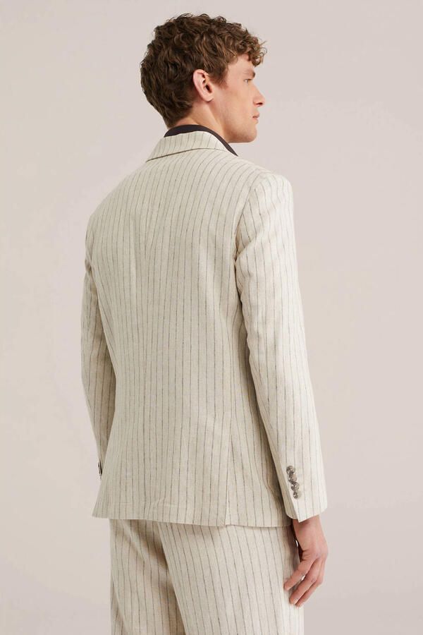 WE Fashion gestreepte colbert met linnen ecru - Foto 2
