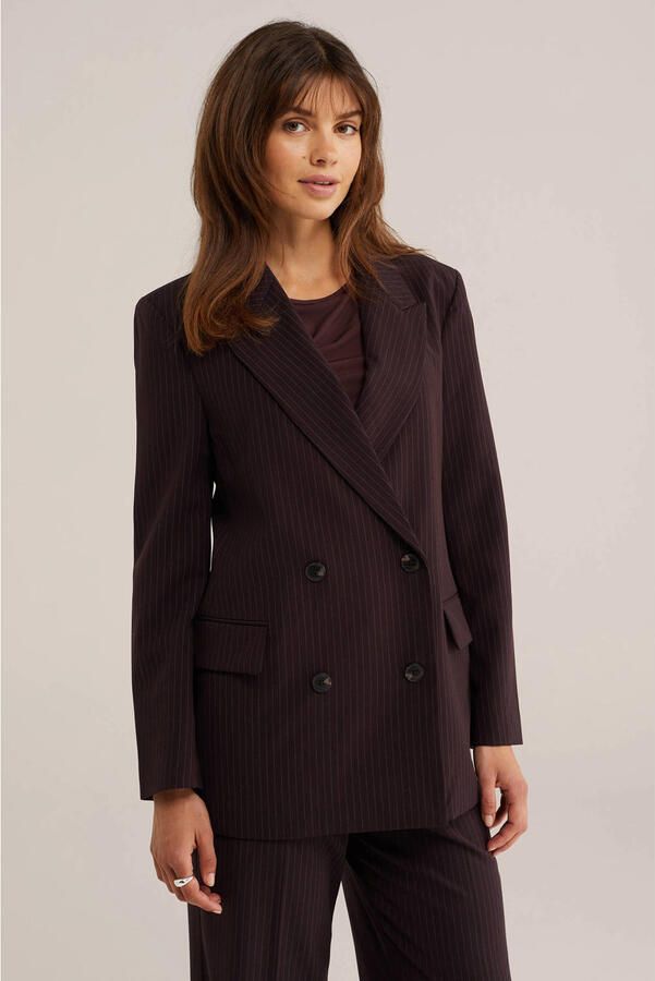 WE Fashion gestreepte double breasted blazer bruin
