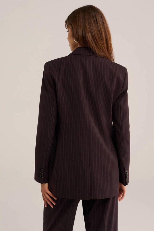 WE Fashion gestreepte double breasted blazer bruin - Foto 2