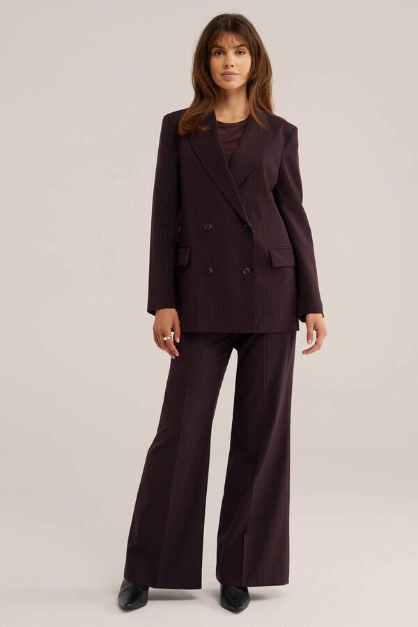 WE Fashion gestreepte double breasted blazer bruin - Foto 3