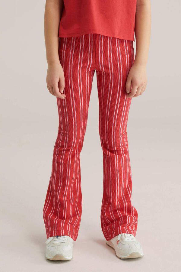 WE Fashion gestreepte flared broek rood