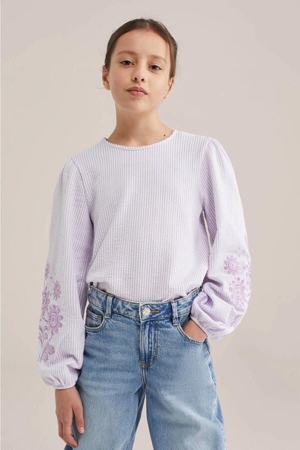 WE Fashion gestreepte gebloemde blousetop