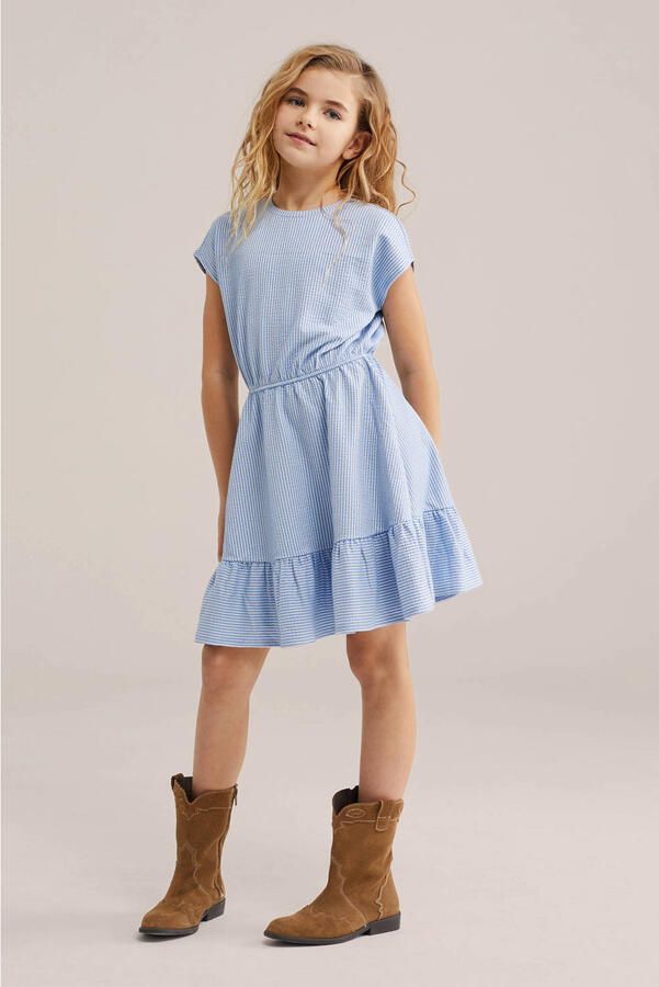 WE Fashion gestreepte korte jurk lichtblauw - Foto 2