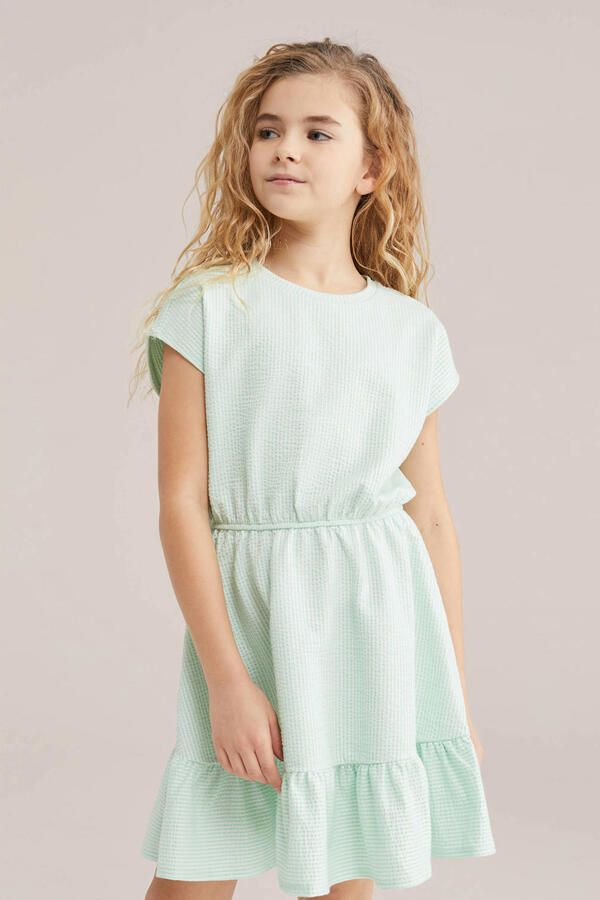 WE Fashion gestreepte korte jurk mintgroen - Foto 2