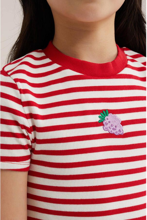 WE Fashion gestreepte korte jurk rood - Foto 2