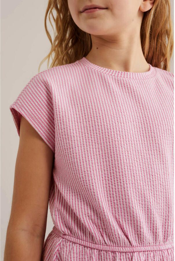 WE Fashion gestreepte korte jurk roze - Foto 2