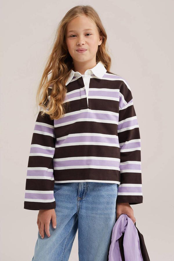 WE Fashion gestreepte longsleeve bruin