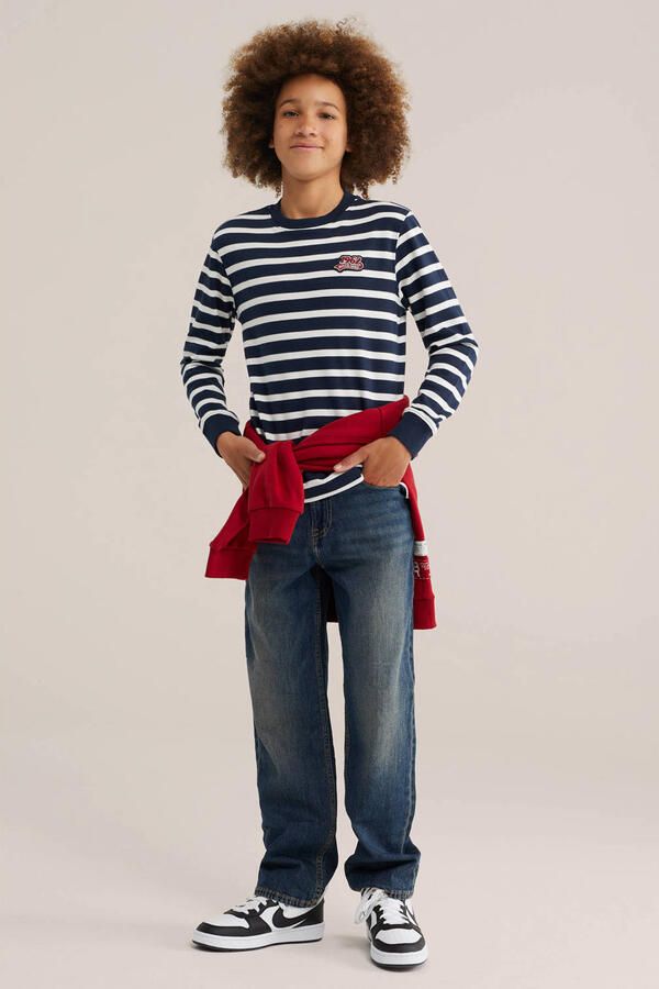 WE Fashion gestreepte longsleeve donkerblauw - Foto 2