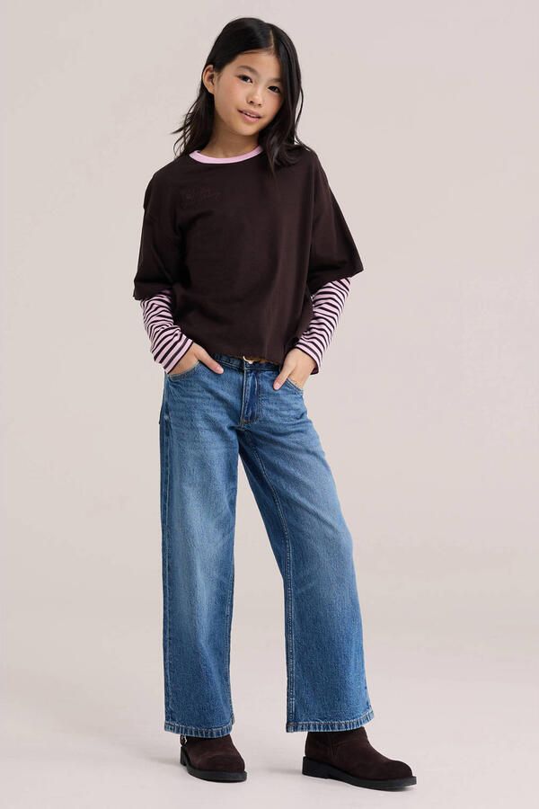 WE Fashion gestreepte longsleeve donkerbruin - Foto 2