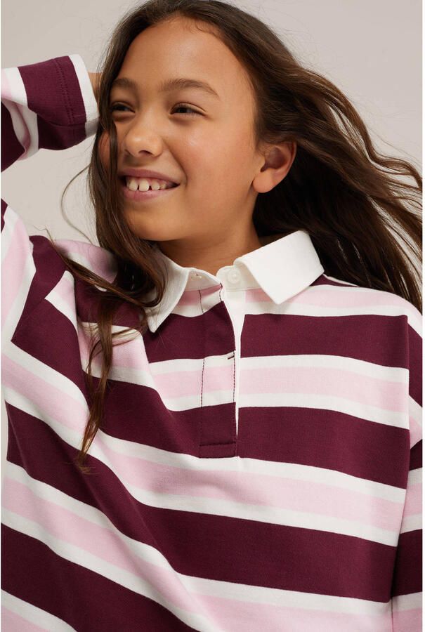 WE Fashion gestreepte longsleeve donkerrood - Foto 2