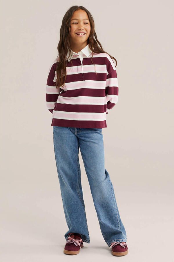 WE Fashion gestreepte longsleeve donkerrood - Foto 3